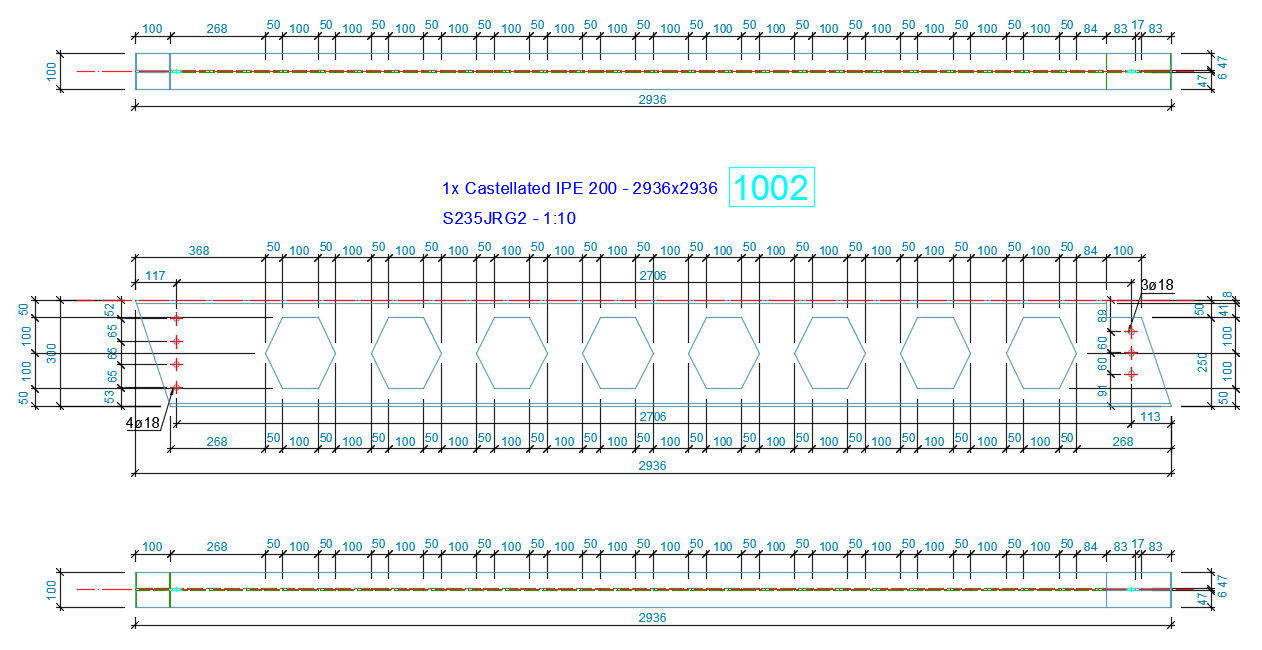 How to configure a single part drawing style for a castellated/cellular beam?